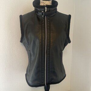 Spyder Black Full-Zip Faux Leather Biker Vest - Womens Size 8 (A6)
